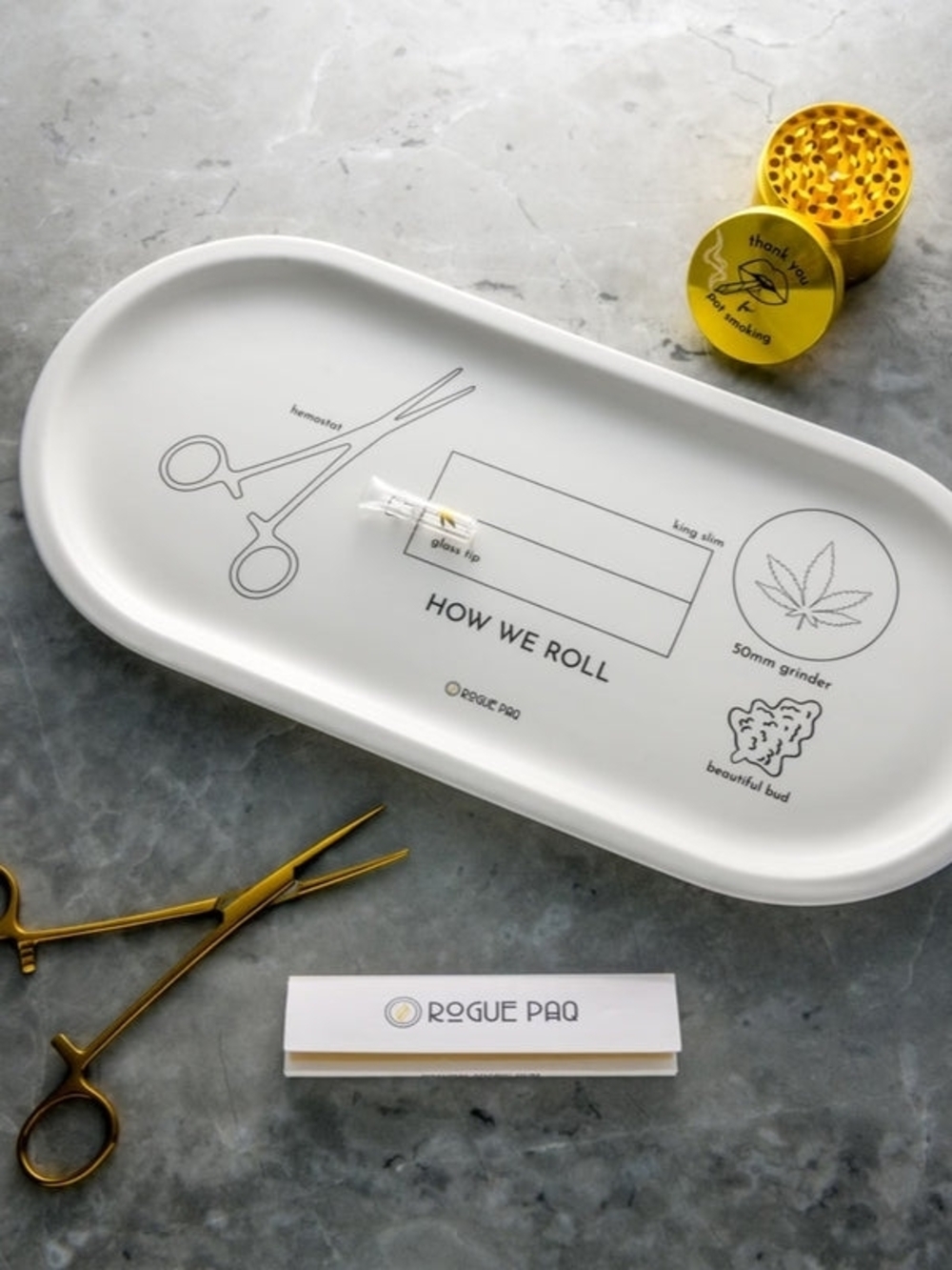 NWT Rogue Paq 'How We Roll' White Rolling Tray